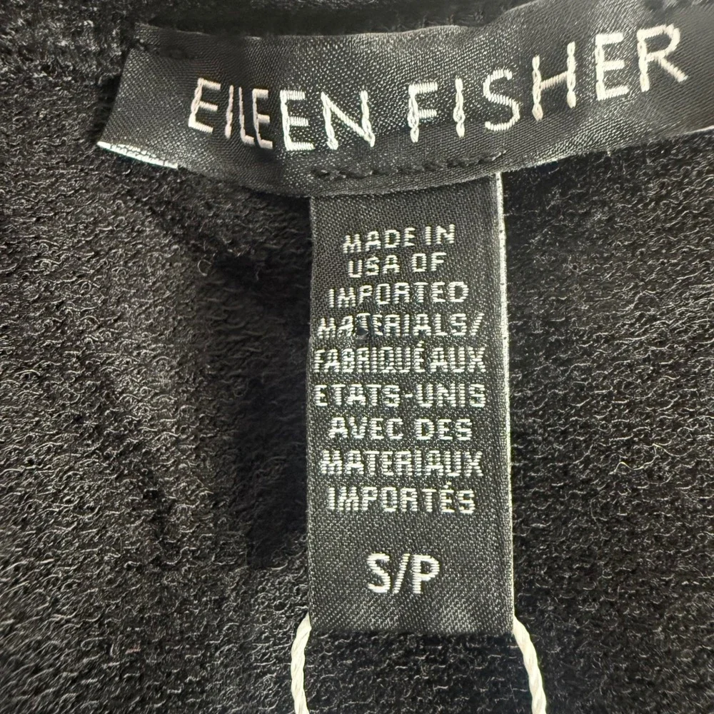 Eileen Fisher Kimono Jacket Womens S/P Black Tencel Stretch Terry Minimalist New